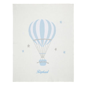 Blue Hot Air Balloon Knit Blanket