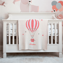 Load image into Gallery viewer, Pink Hot Air Balloon Knit Blanket
