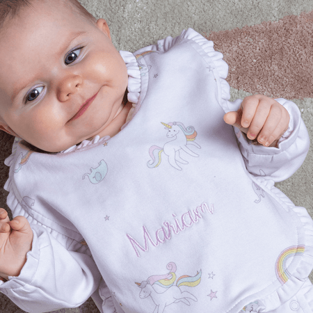 Personalised Organic Cotton Bib Pack of 3, Unicorn