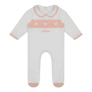 Embroidered Heart Sleepsuit & Bib Set