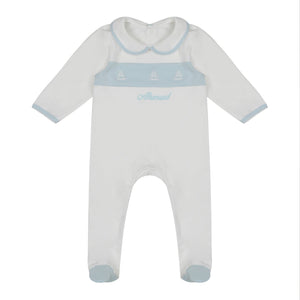 Embroidered Sailboat Sleepsuit & Bib Set