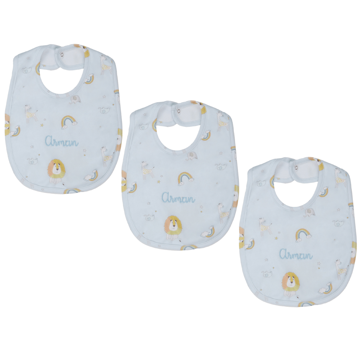 Personalised Organic Cotton Bib Pack of 3, Lion