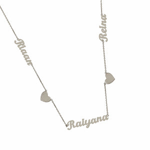 Three Names and Two Hearts Gold Necklace